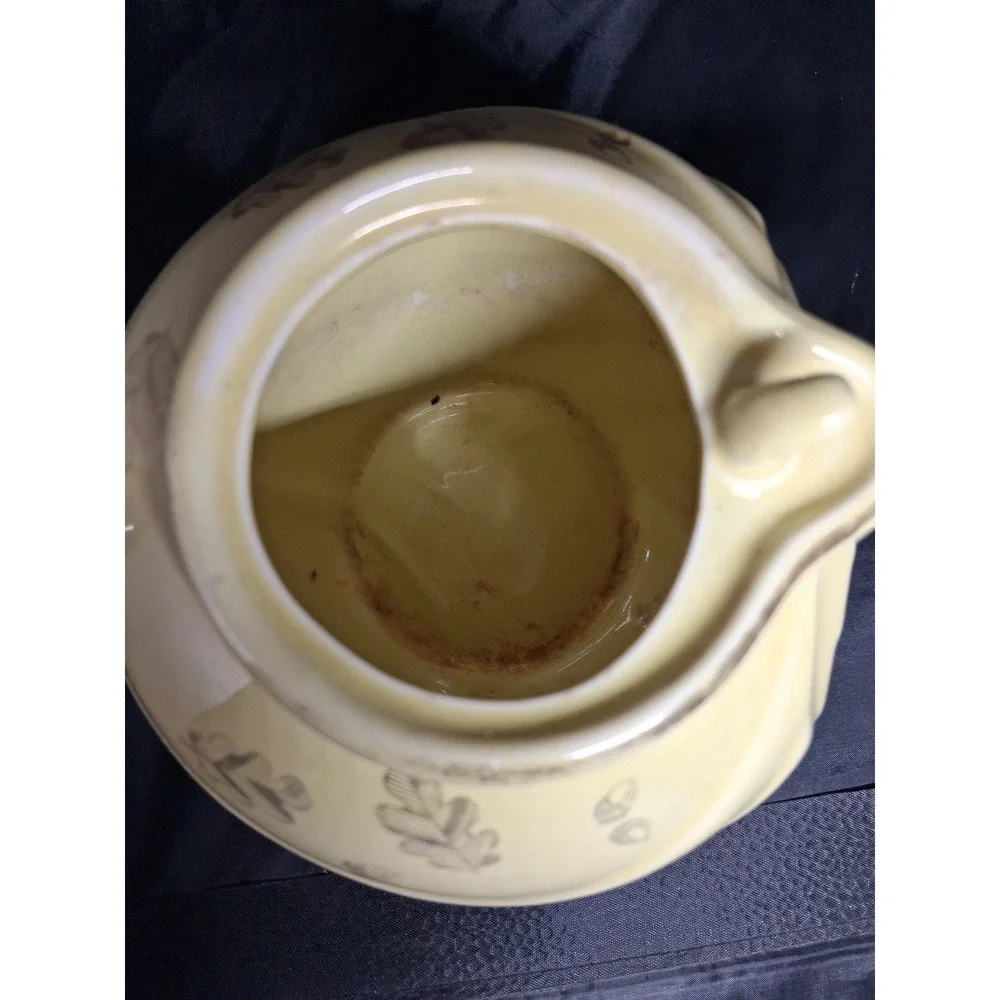 Hall China Vintage Yellow Swirl Teapot 799 Oak Leaf Acorn 6 Cup Made in USA
